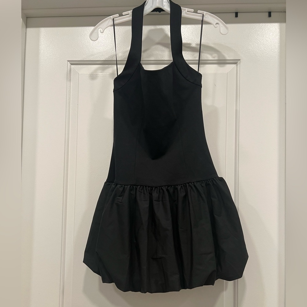 Black Halter Dress with balloon a-line skirt